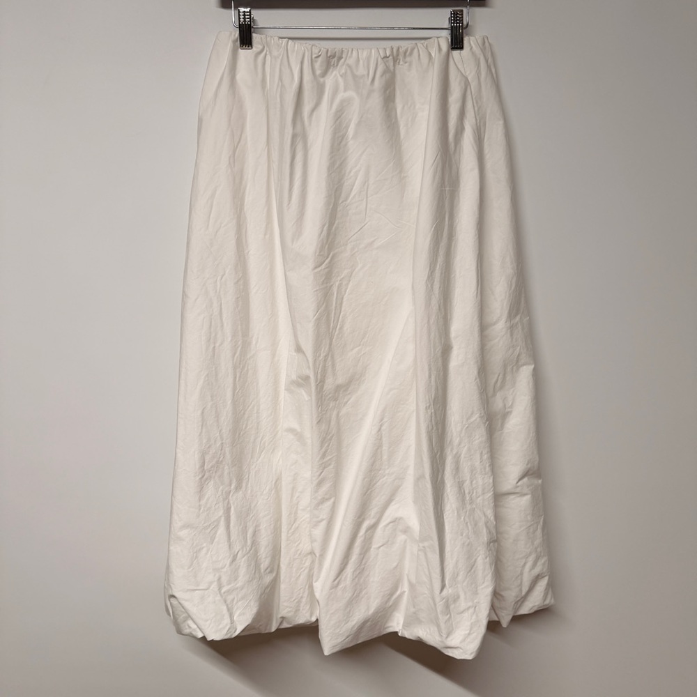 Zara White A-Line Maxi Skirt with Elastic Waist